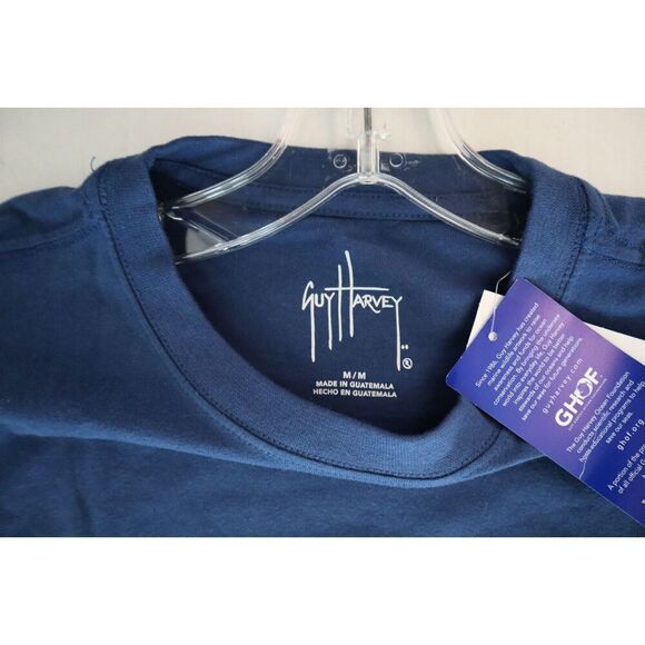 Guy Harvey Men's Sz M Dark Blue Crew Neck S/S Classic Fit Pocket Graphic T-Shirt - Picture 5 of 9